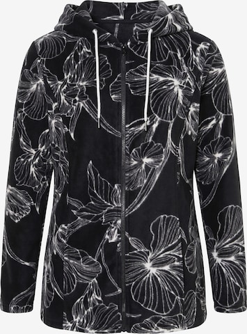 Ulla Popken Fleecejacke in Schwarz: Vorderseite