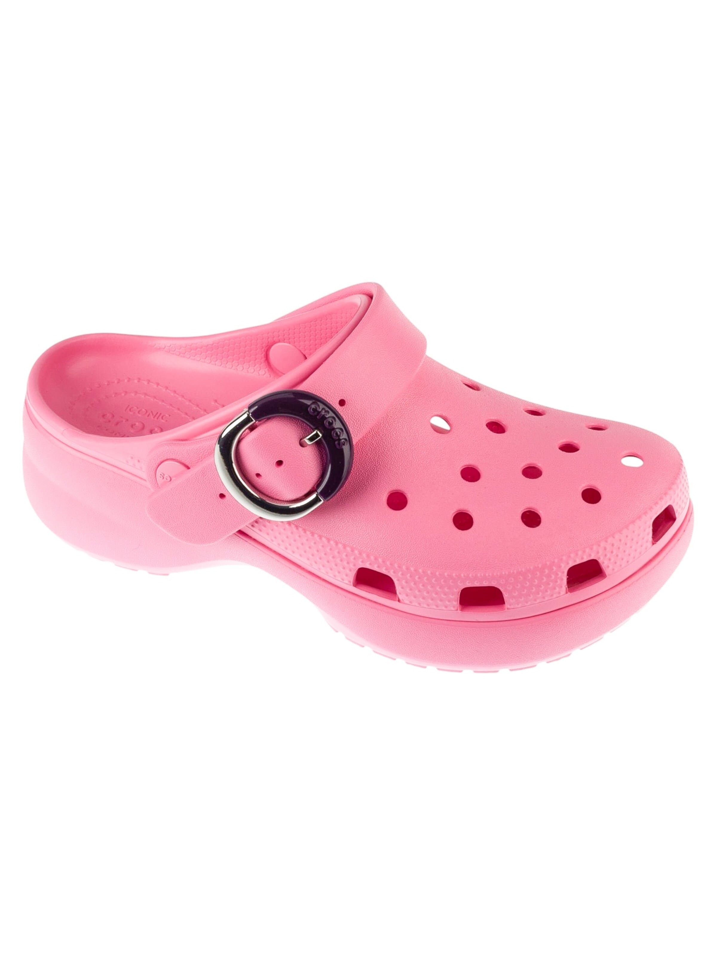 Sabots 'Classic Platform Dipped Buckle Clog' Crocs en rose : devant