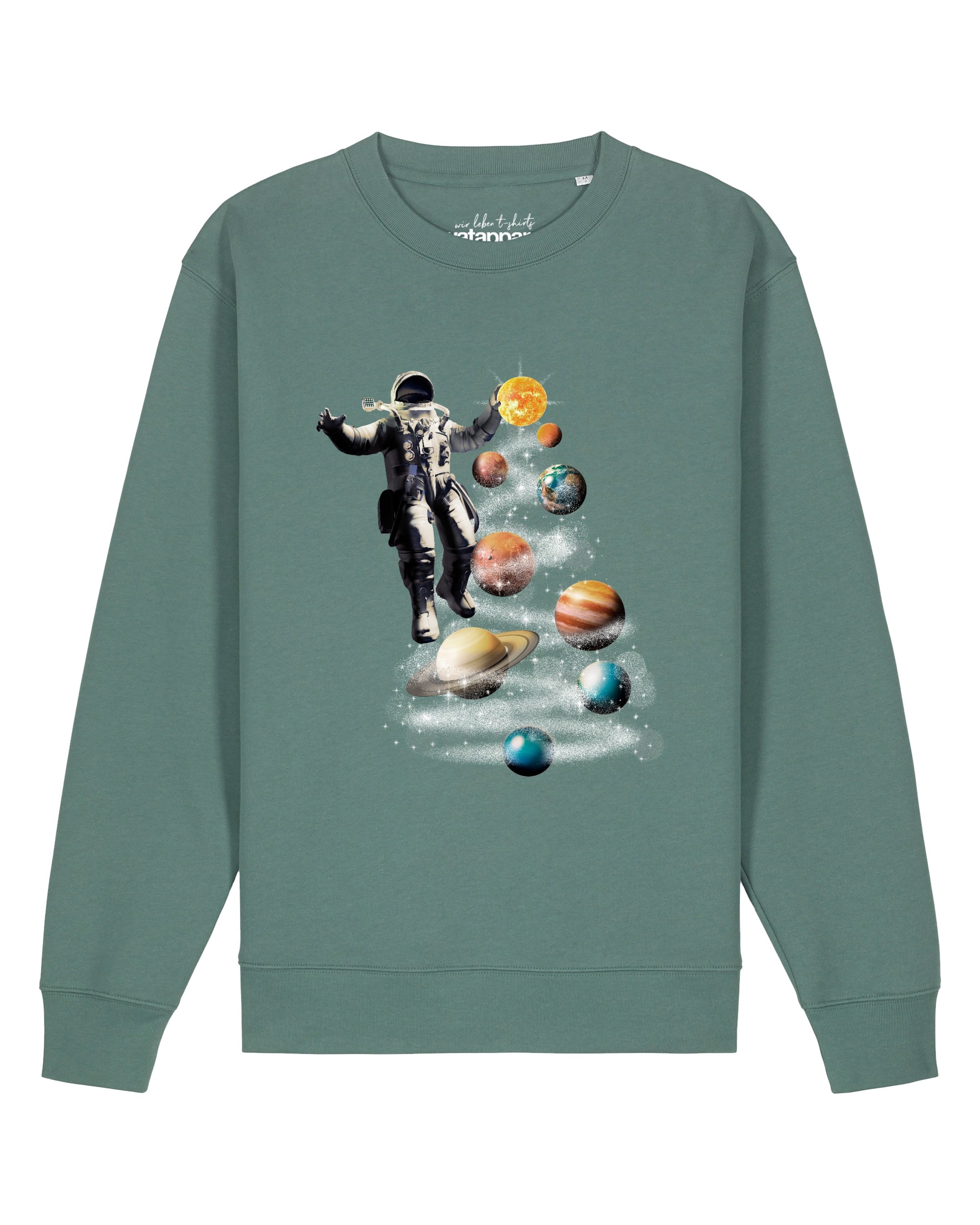 Watapparel Sweatshirt 'Weltraumreise' in Green: front