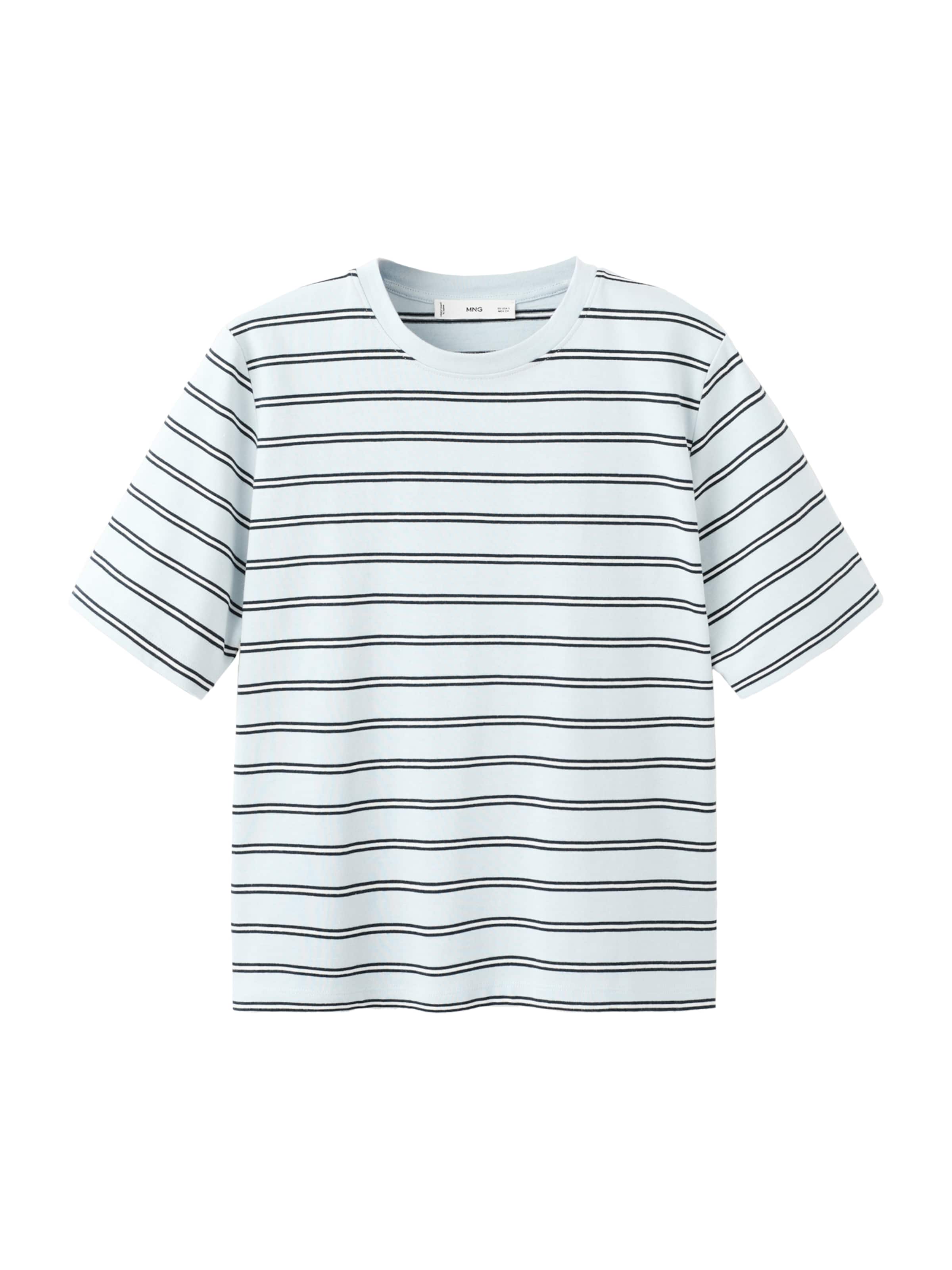 MANGO Тениска 'BELLA-H' в светлосиньо / черно / бяло, Преглед на продукта