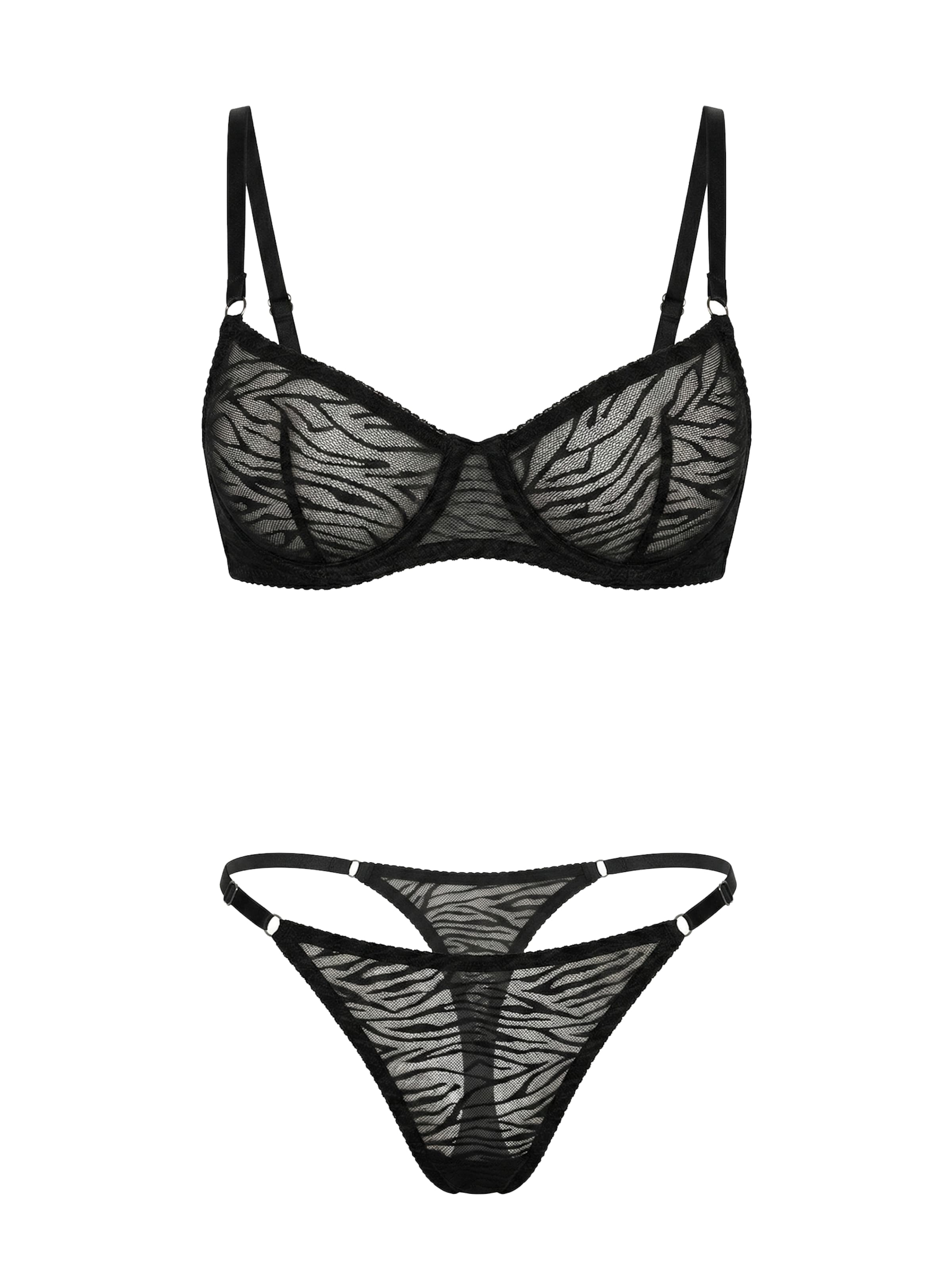 L.BEV Balconette Underwear sets 'Incanto' in Black: front