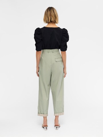 OBJECT Loose fit Pleat-Front Pants 'Nancy' in Green