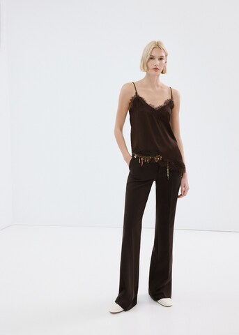 MANGO Flared Pleated Pants 'Ester' in Brown