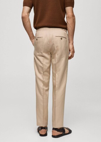 MANGO MAN Slim fit Pleated Pants 'Sorbet' in Beige