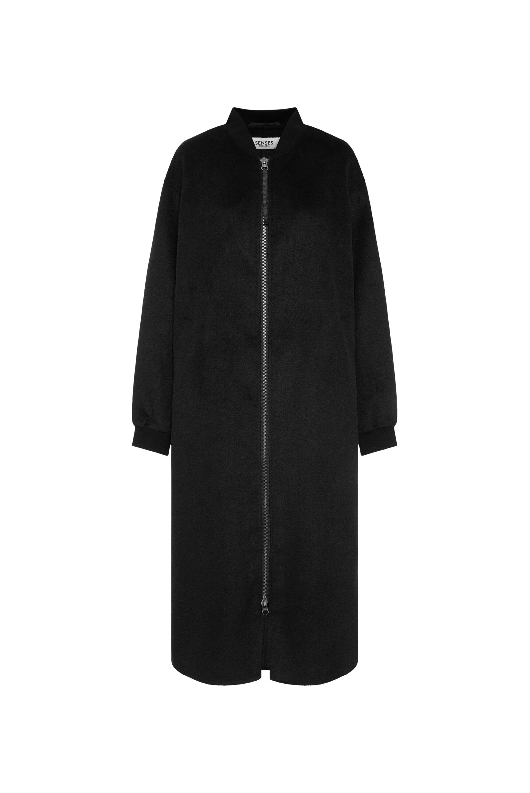 SENSES.THE LABEL Langer Mantel 'O:DA' in Schwarz: Vorderseite