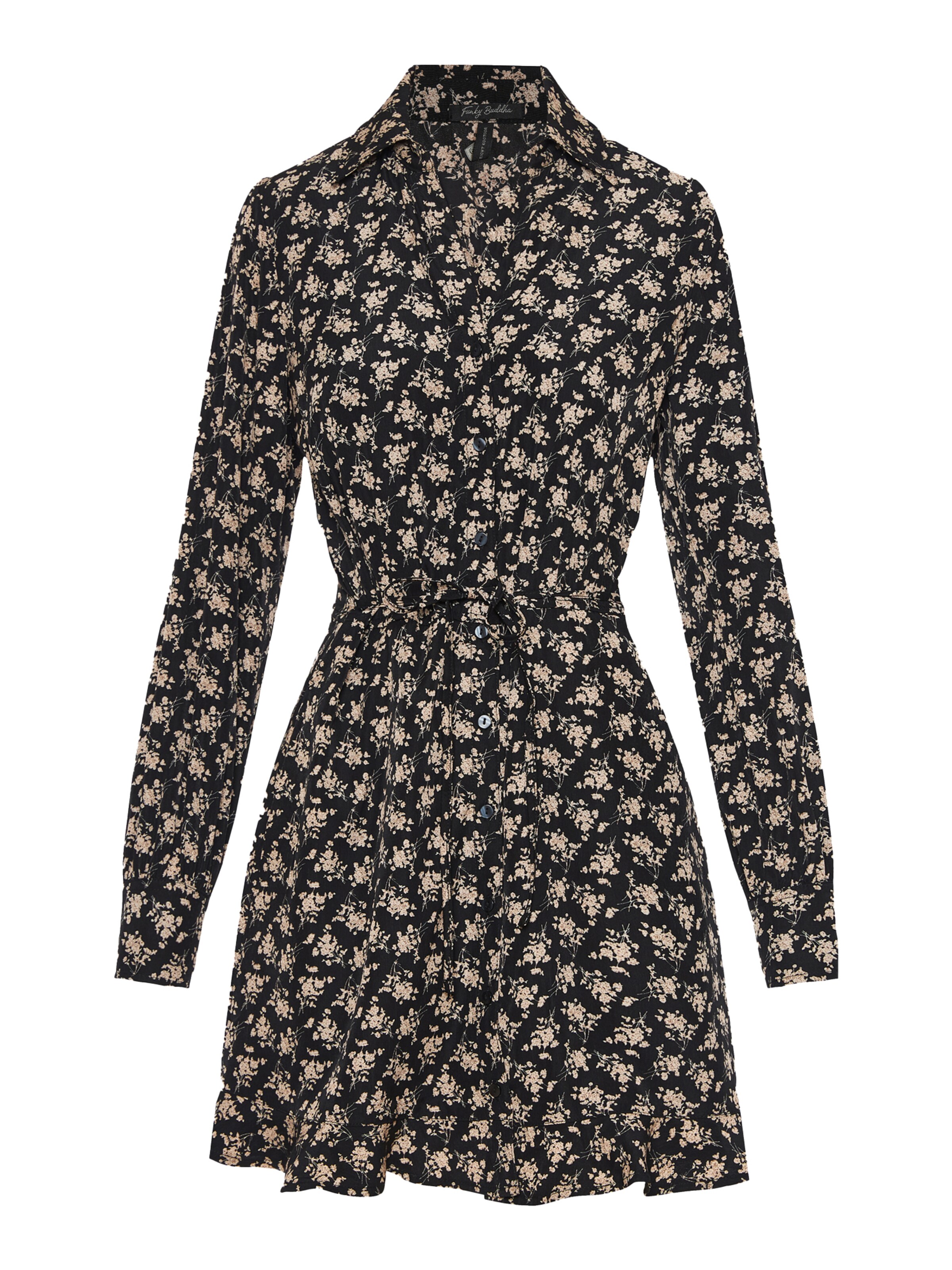 Funky Buddha Shirt dress in Black: front