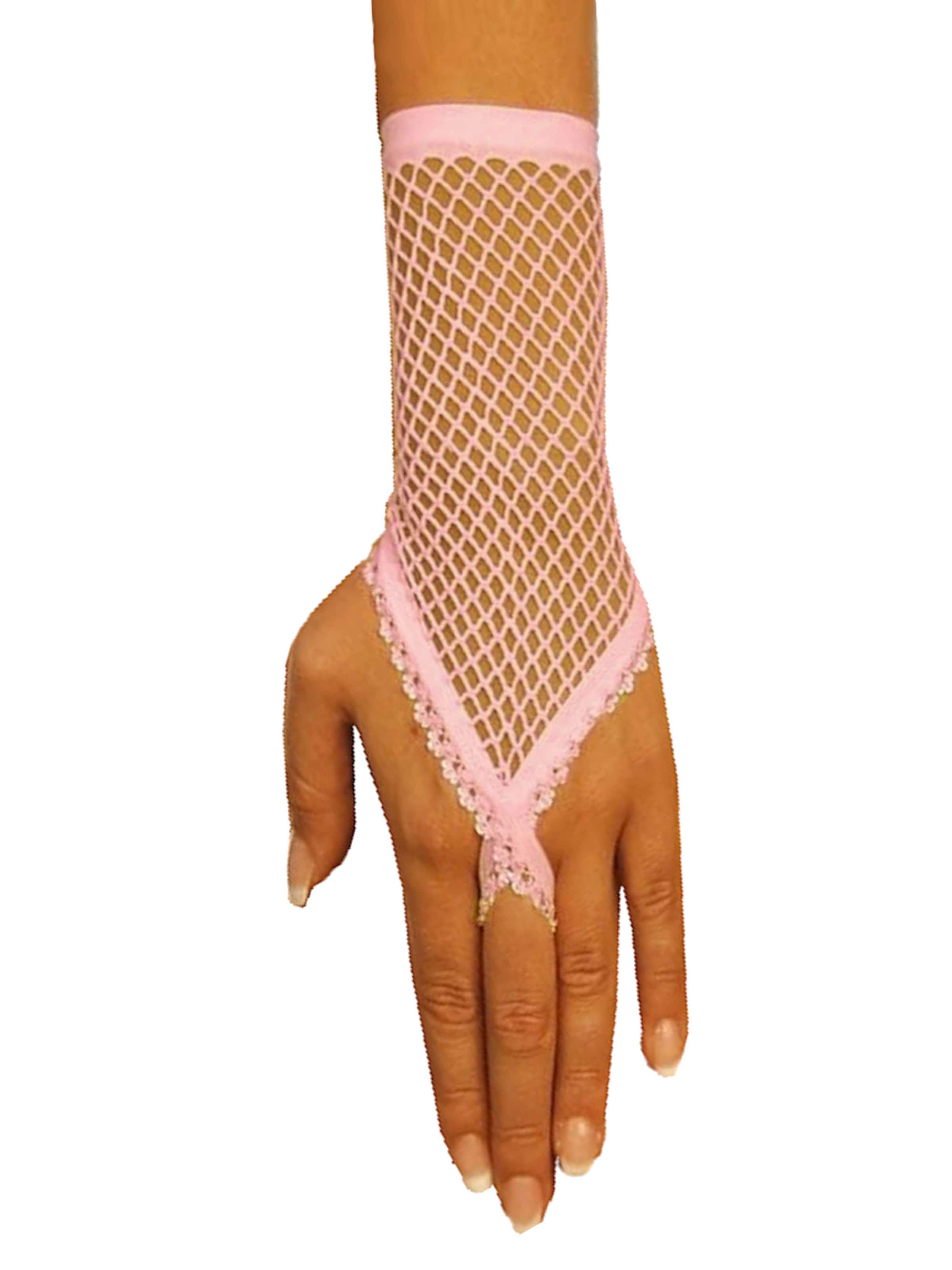 Dirndline Fingerless Gloves 'Netz-Armstulpen kurz' in Pink: front