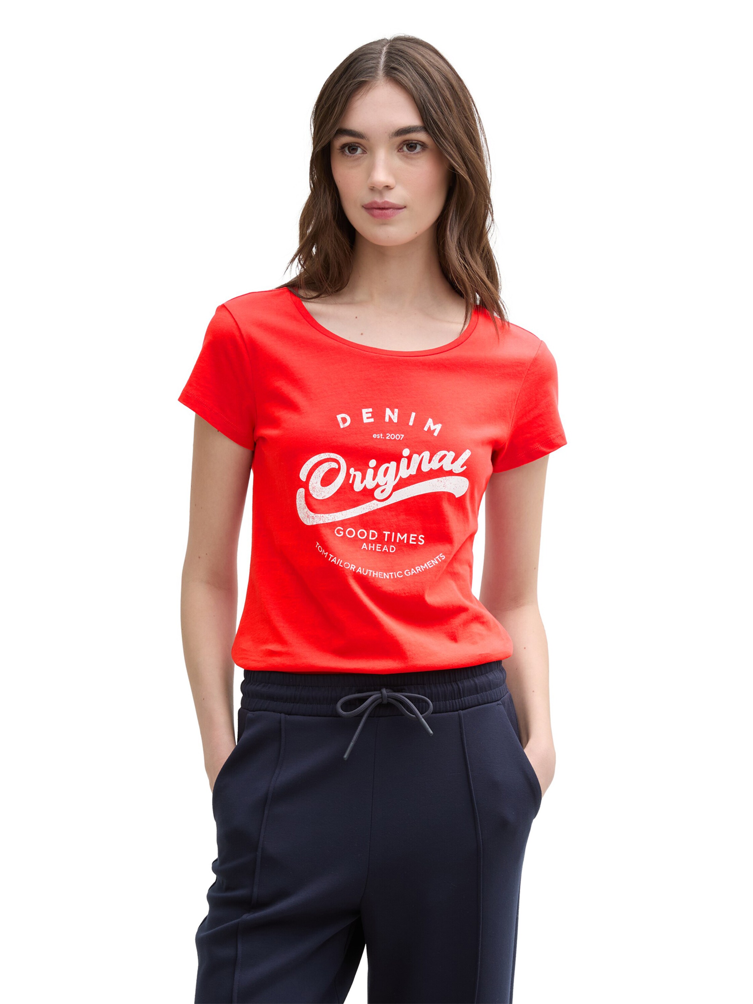 Tricou de la TOM TAILOR DENIM pe roșu: față