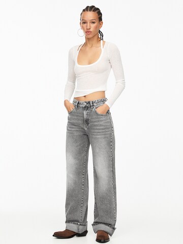 Pull&Bear Wide Leg Farkut värissä harmaa