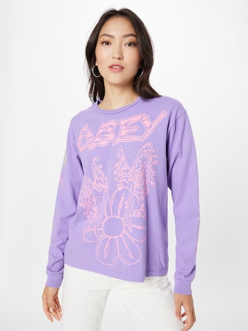 T-shirt Obey en violet : devant