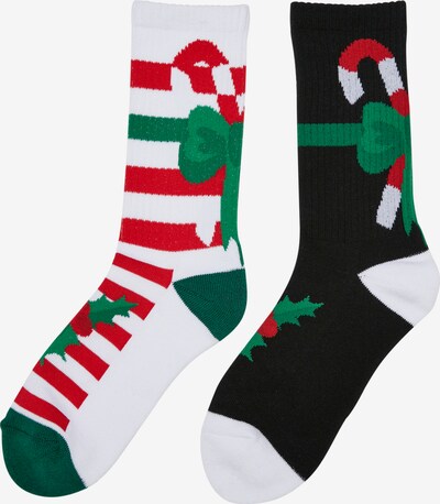 Urban Classics Chaussettes en vert / rouge / noir / blanc, Vue avec produit