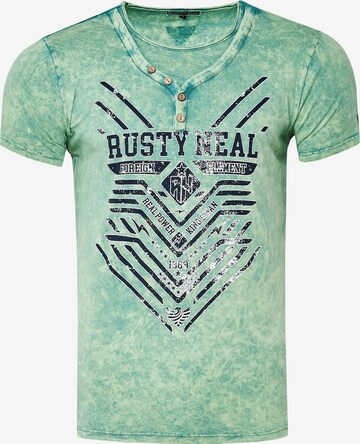 Rusty Neal T-Shirt Crewneck mit coolem Print in Grün: predná strana