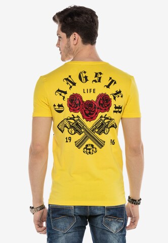 CIPO & BAXX T-Shirt TOUGH RIDER mit grafischem Print in Gelb
