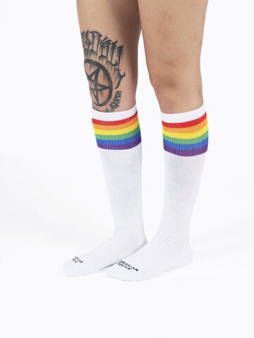 Chaussettes montantes 'Rainbow Pride' American Socks en blanc