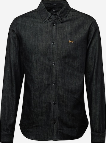 Regular fit Camicia 'RICH' di DENHAM in nero: frontale