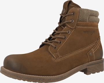 WRANGLER - Botas com atacadores 'Hill Men High' em castanho: frente