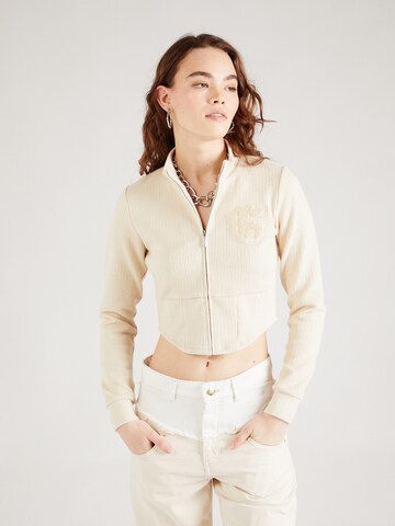 GUESS Zip-Up Hoodie 'MARIAH' in Beige: front