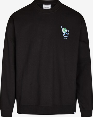 Cleptomanicx Sweatshirt 'World is Flipping' in Black: front