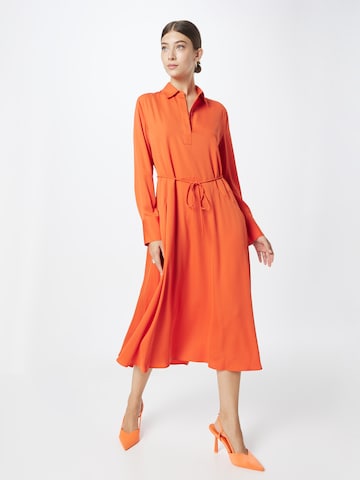 Calvin Klein - Vestido camisero en naranja: frente