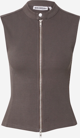 pilka WEEKDAY Megzta palaidinė be rankovių 'Zoe': priekis