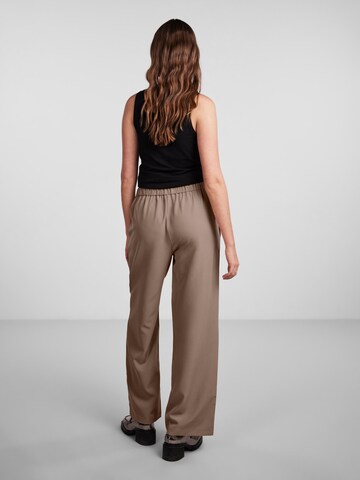 PIECES Wide leg Pants 'PCBOZZY' in Brown