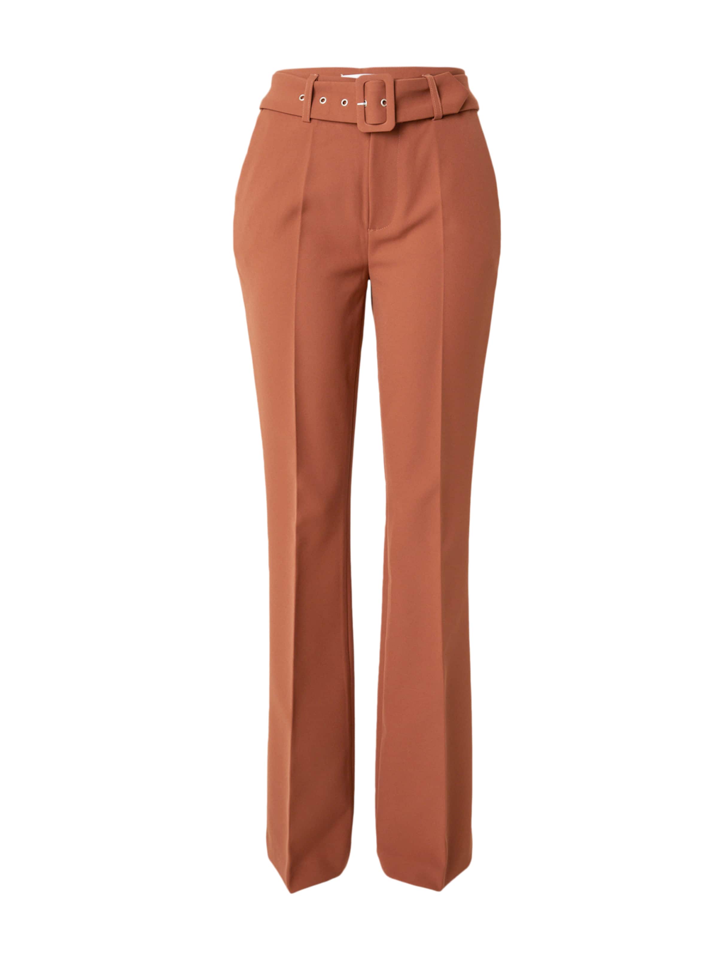 ABOUT YOU x Iconic by Tatiana Kucharova Flared Pressveckad byxa 'Farina' i brun: framsida