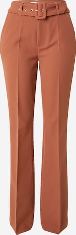 ABOUT YOU x Iconic by Tatiana Kucharova Flared Pleated Pants 'Farina' in Brown: front