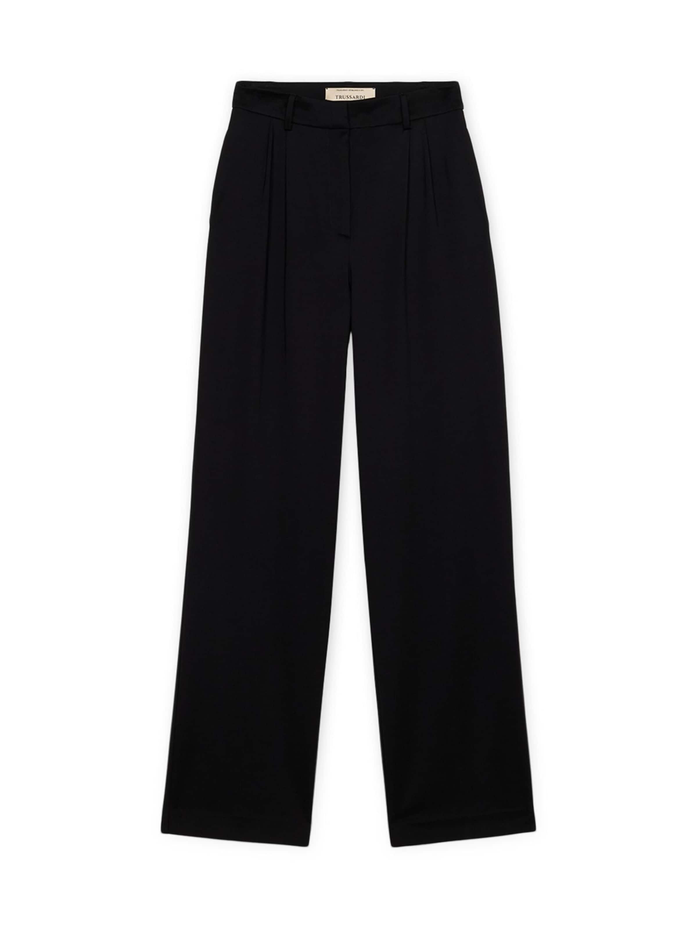 Trussardi - Pierna ancha Pantalón en negro: frente