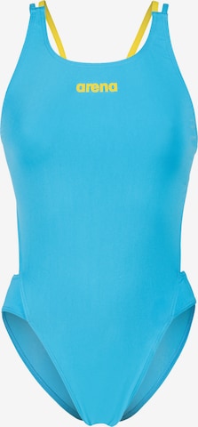 ARENABustier Jednodijelni kupaći kostim 'TECH MULTI SOLID' - plava boja: prednji dio