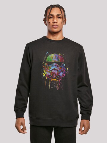 F4NT4STIC Sweatshirt 'Star Wars Stormtrooper Paint Splats' in Zwart: voorkant