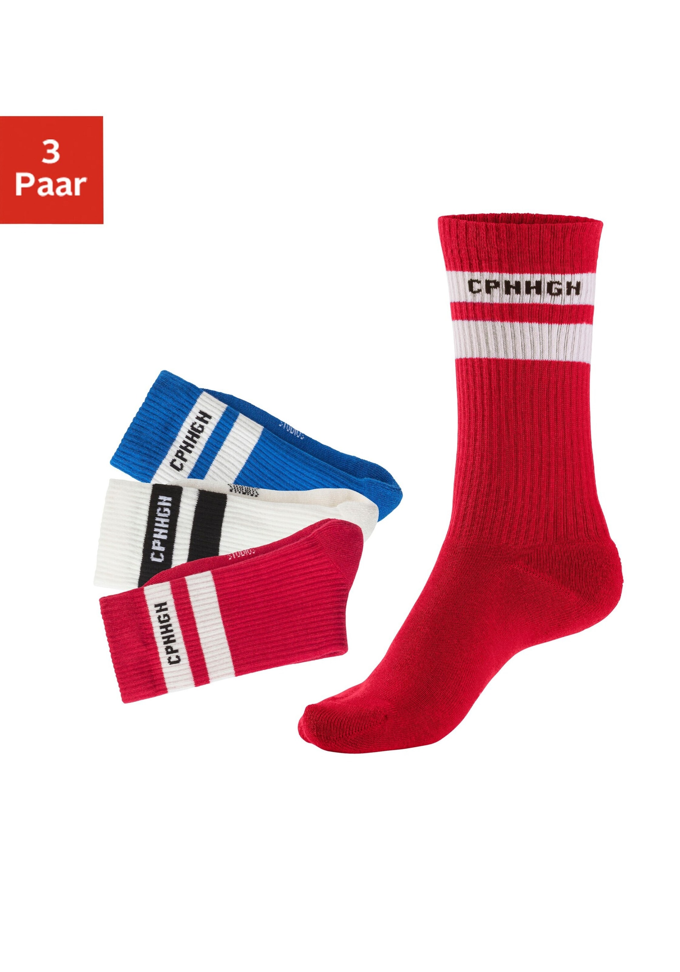 sarkans Copenhagen Studios Sporta zeķes: no priekšpuses