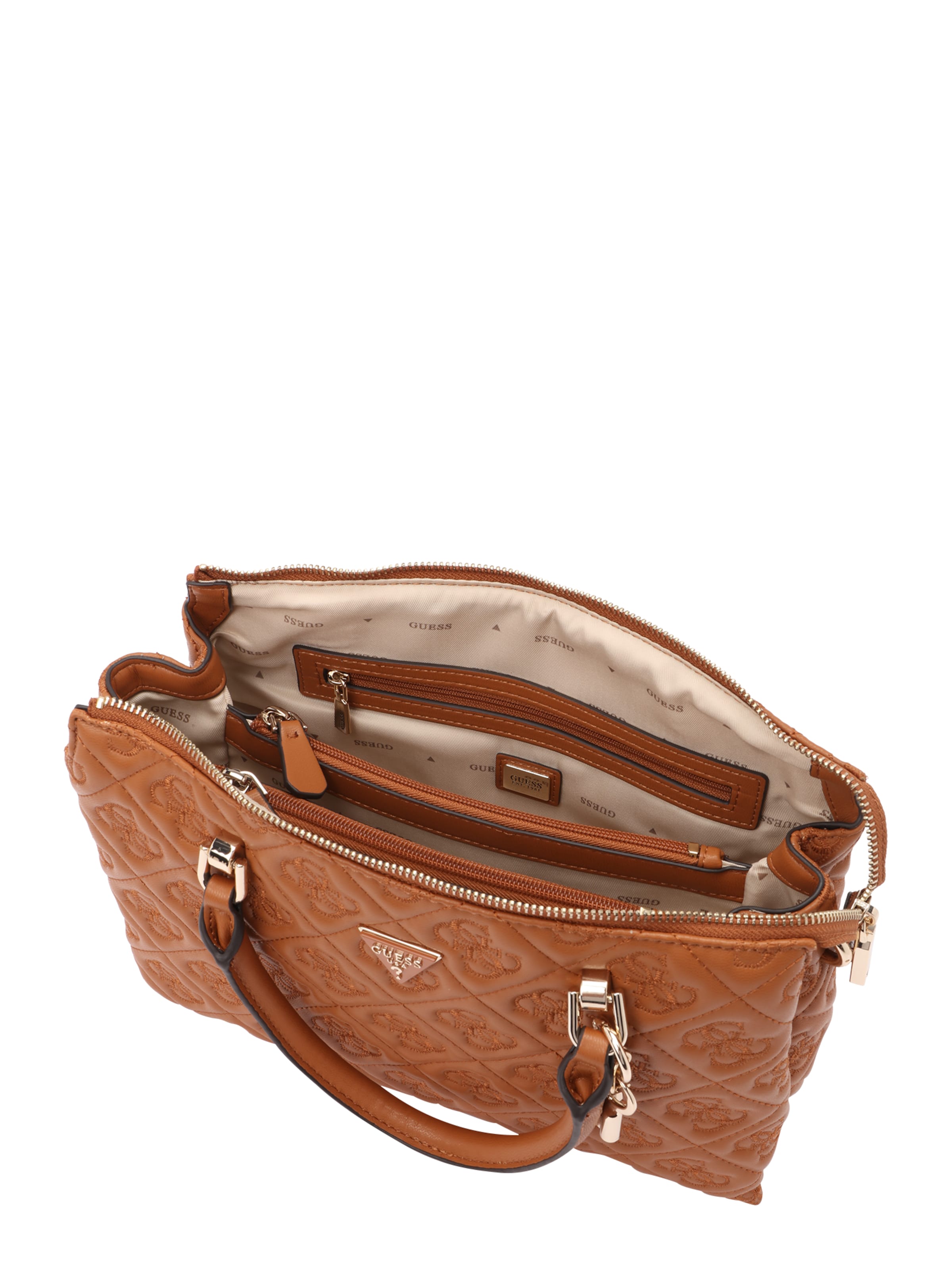 GUESS Handbag 'ADELASIA MULTI COMP SATCHEL' in Brown
