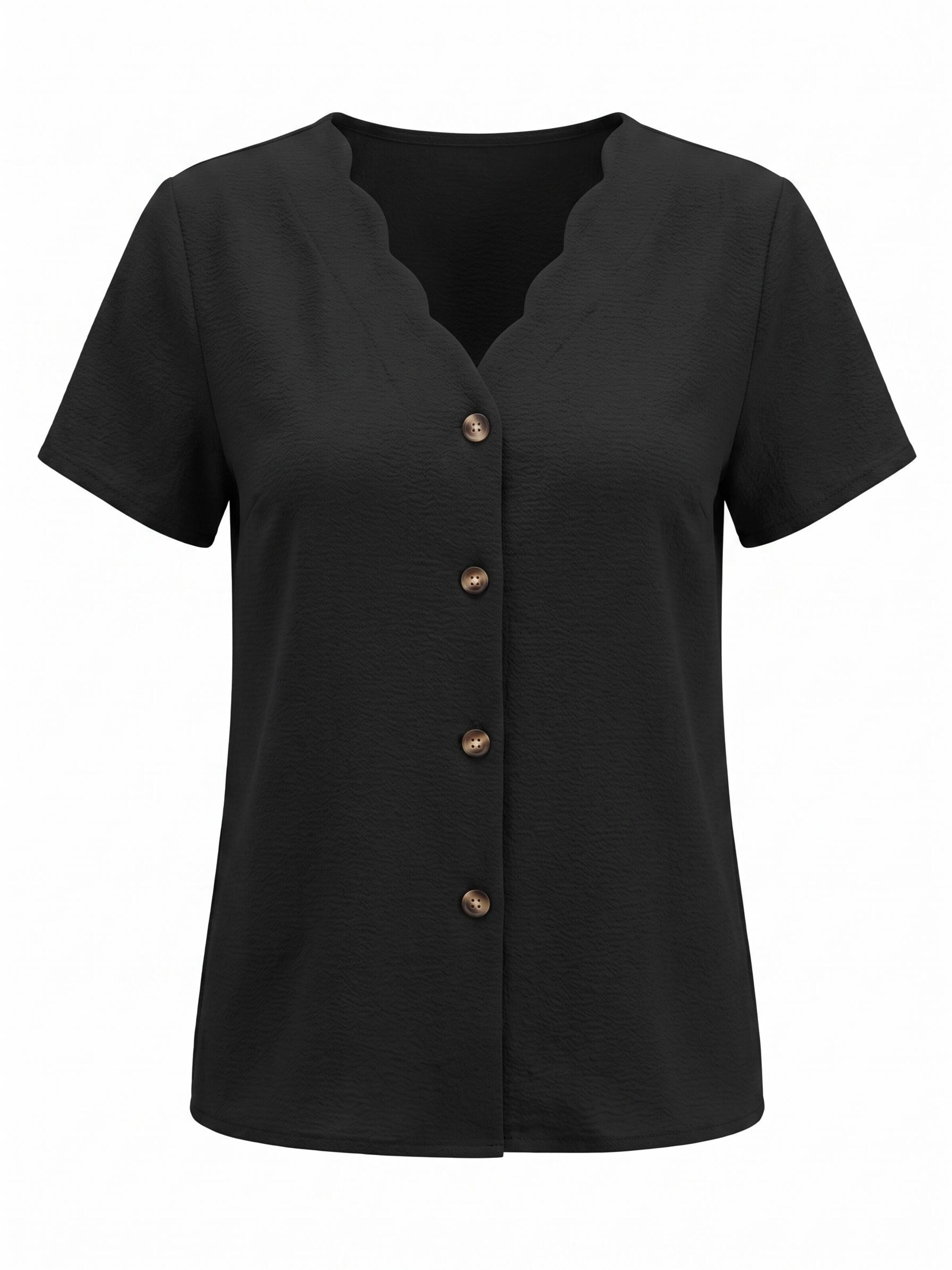 Cupshe Blouse 'Short Sleeve' in Black: front