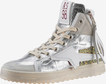 A.S.98 High-Top Sneakers in Silver: front