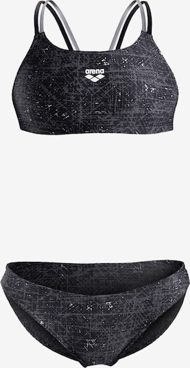 Bikinis 'RIBBED BANDEAU' iš ARENA, spalva – tamsiai pilka / juoda / balta, Prekių apžvalga