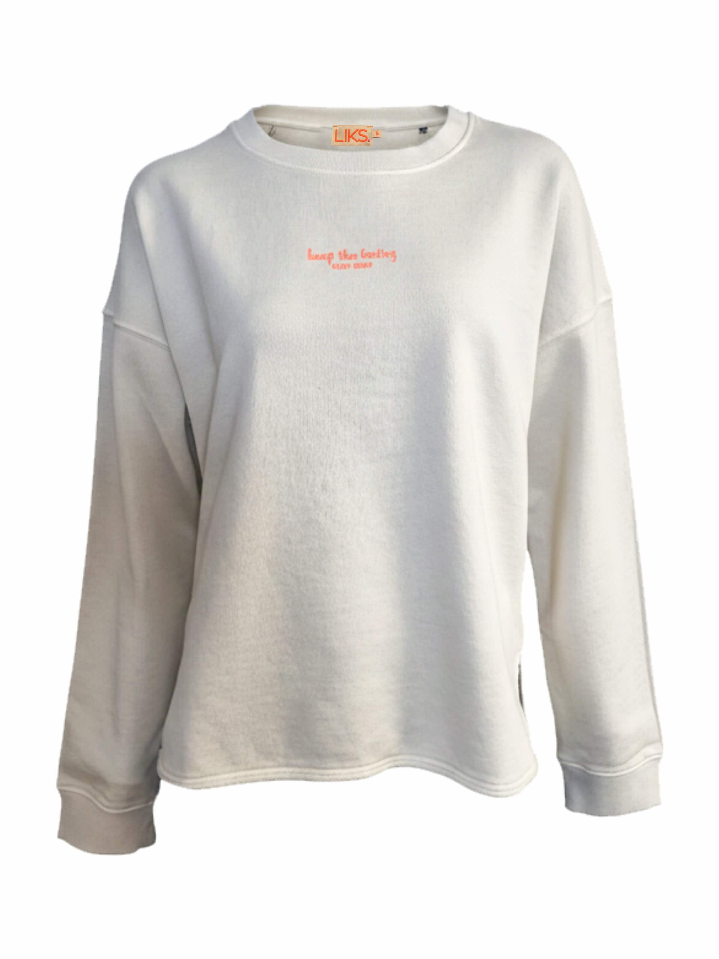 LIKS. Munich Sweatshirt 'Sweatshirt mit Stickerei Keep the Feeling Bio Baumwolle - SelinaC'‌‌‌‌ in Beige: Vorderseite