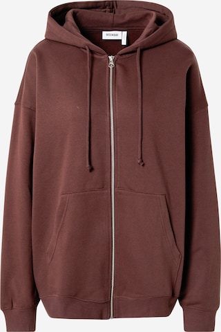 WEEKDAY Zip-Up Hoodie 'Now' in Brown: front