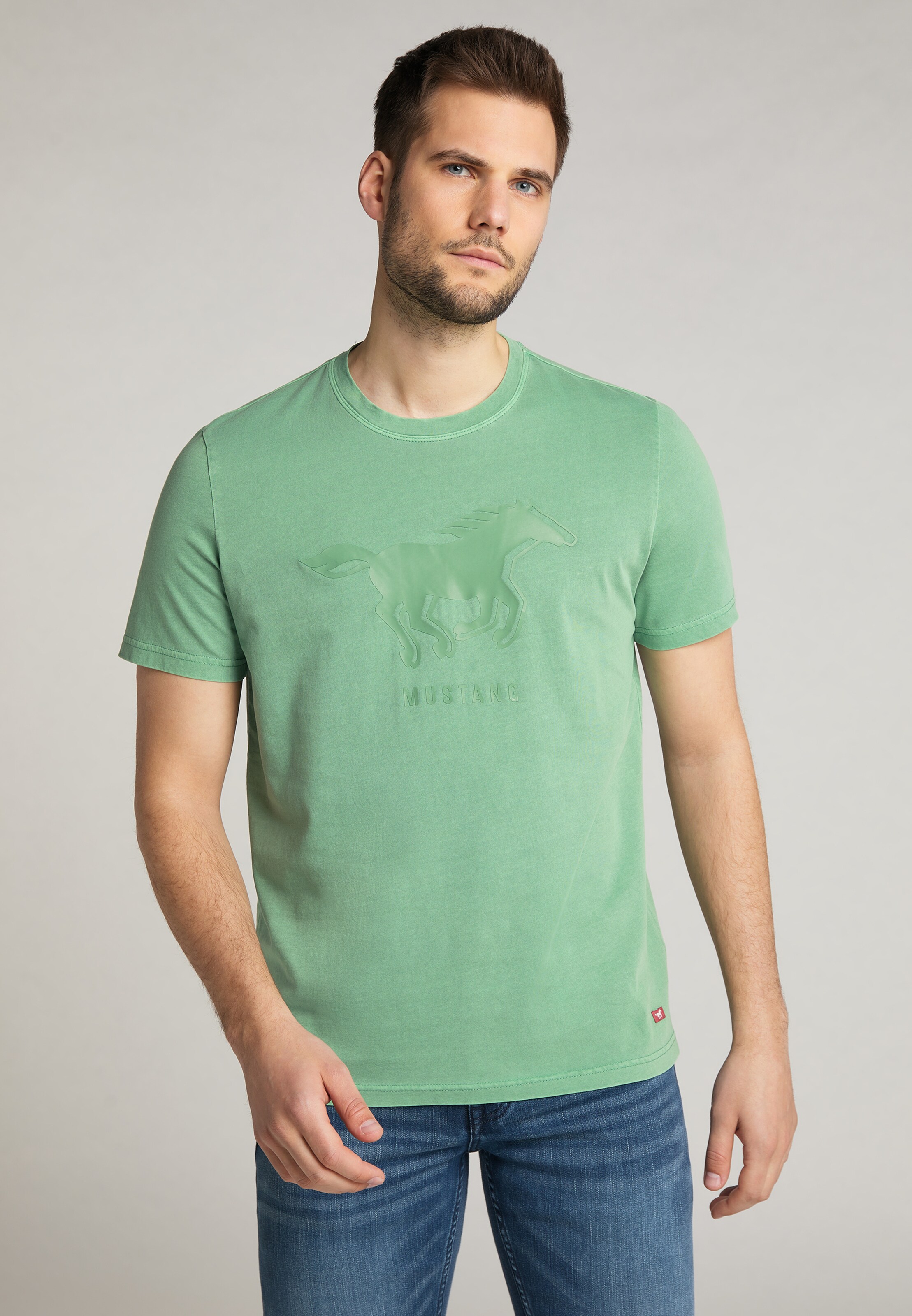 Männer Große Größen MUSTANG Shirt in Hellgrün - TZ67152