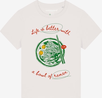 T-shirt 'Life is better with ramen' Watapparel en blanc : devant