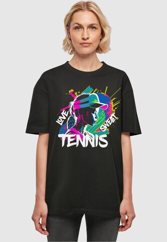 Merchcode Shirt 'Tennis Love, Sweat' in Zwart: voorkant