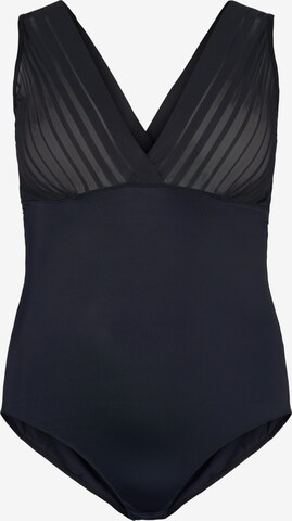 Devoted by Zizzi Shirt Bodysuit in Black: front