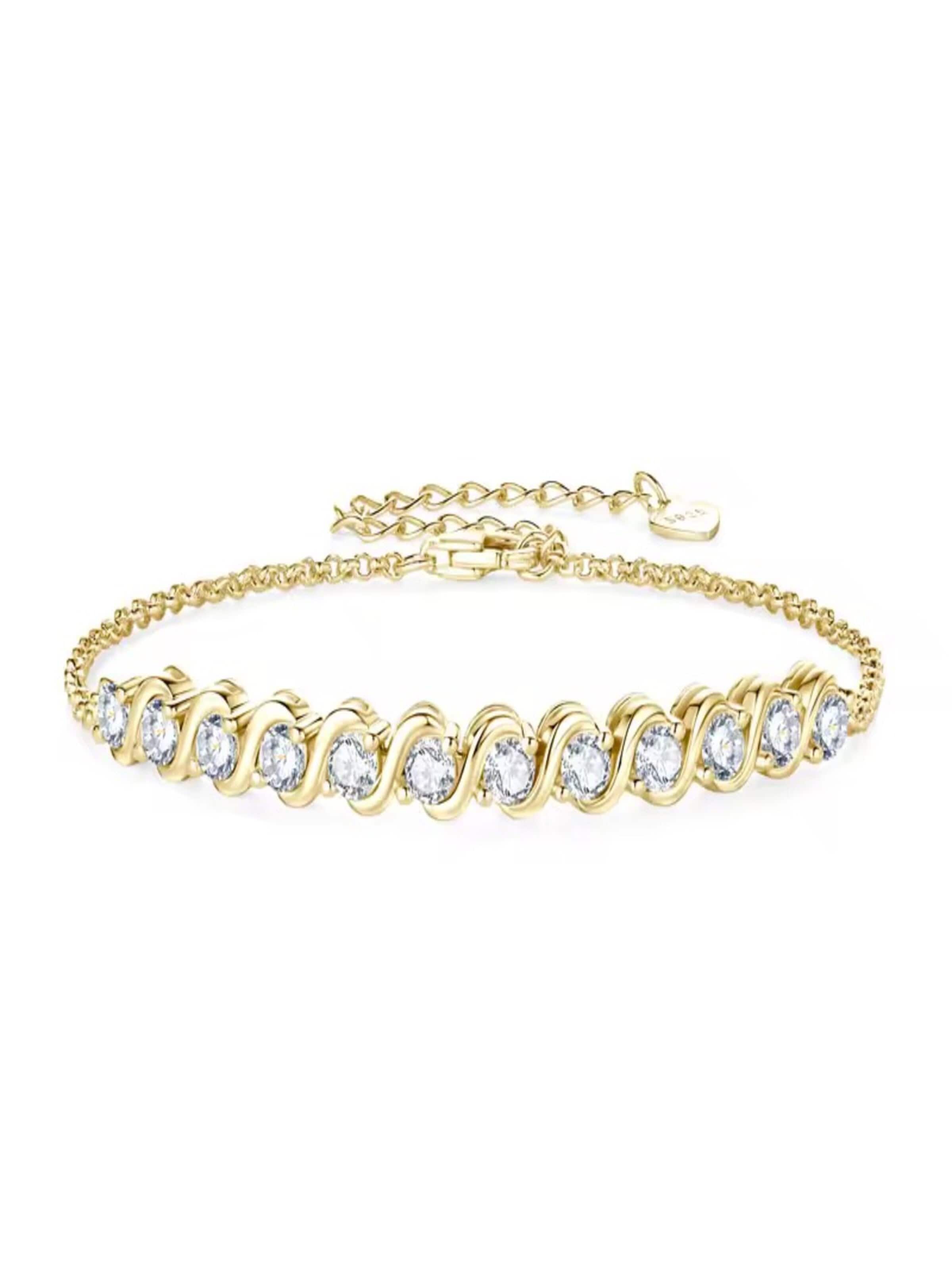 ROUGEMONT Jewellery Bracelet 'Extravagantes Moissanit Tennisarmband 925 Sterling Silber mit Echtheitszertifikat' in Gold: front