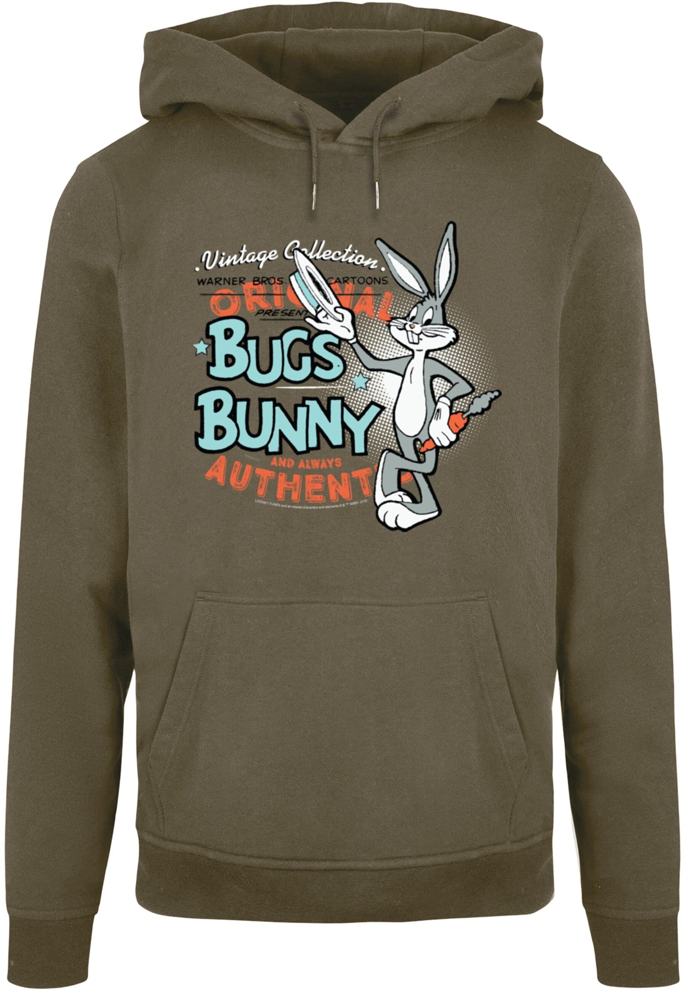 Felpa 'Looney Tunes Vintage Bugs Bunny' di ABSOLUTE CULT in verde: frontale