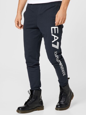 EA7 Emporio Armani Tapered Pants in Blue: front