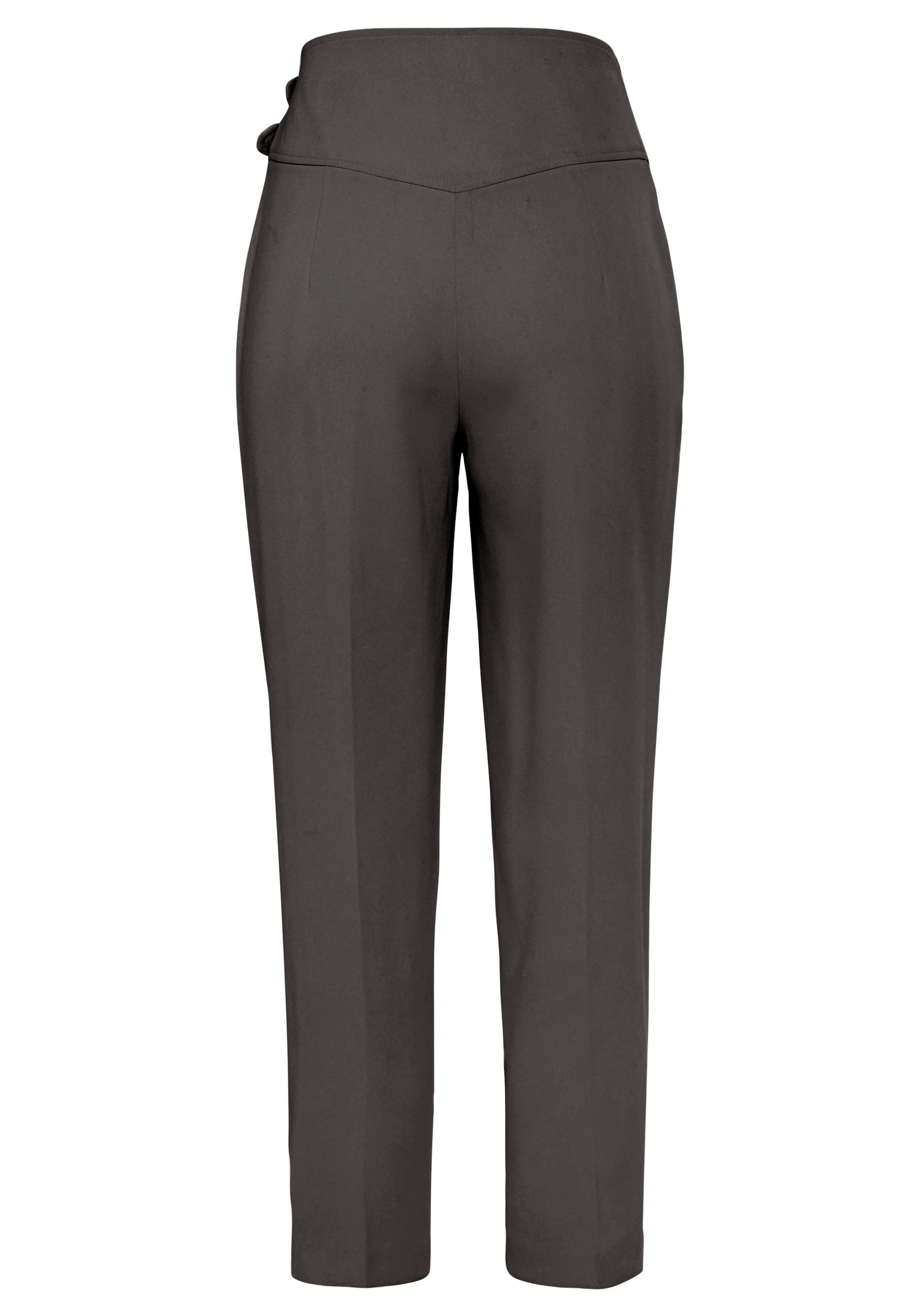 LASCANA - Tapered Calças com vincos em verde