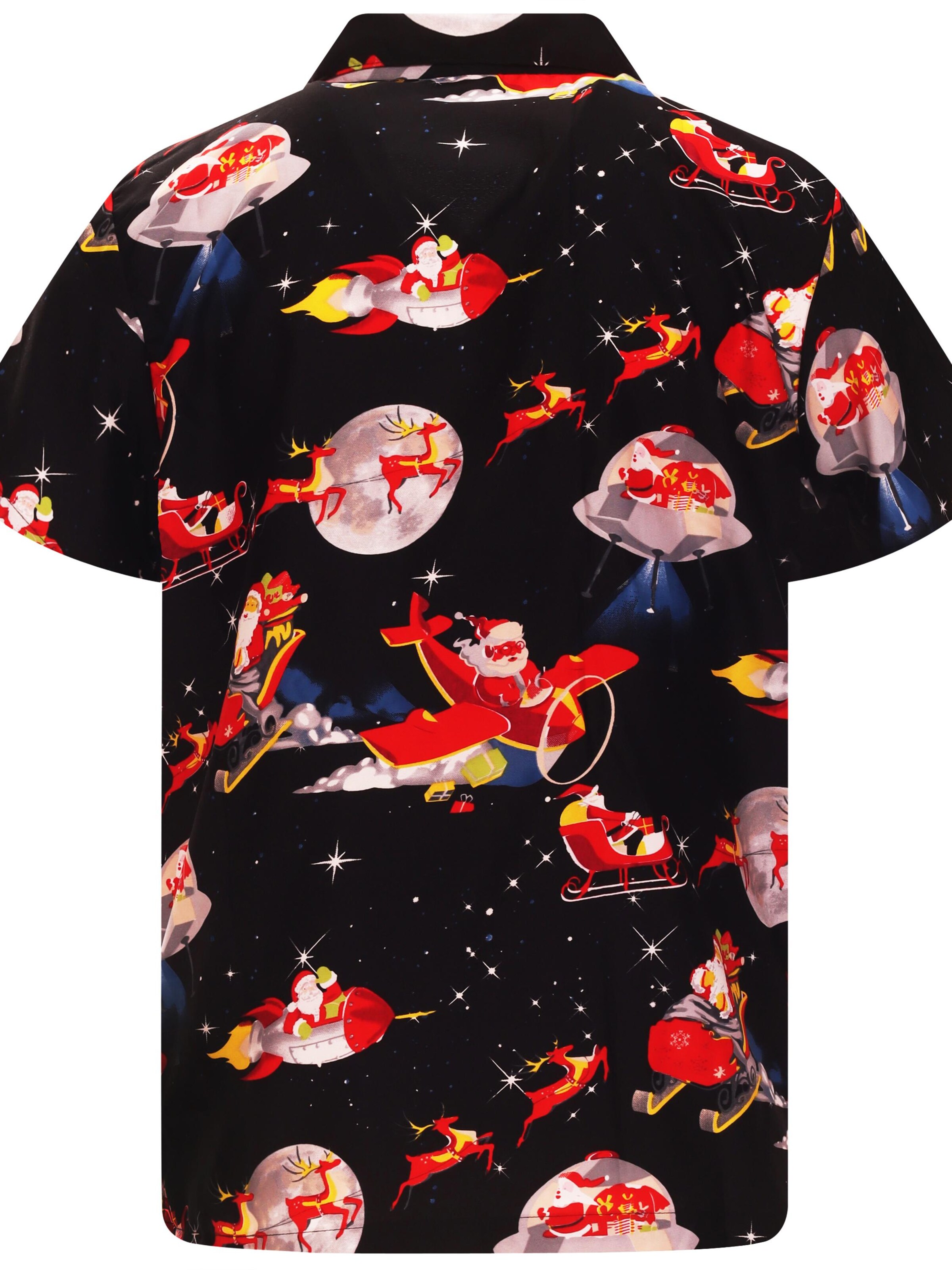 King Kameha Regular Fit Hemd 'Christmas Space Santa'‌ in Schwarz