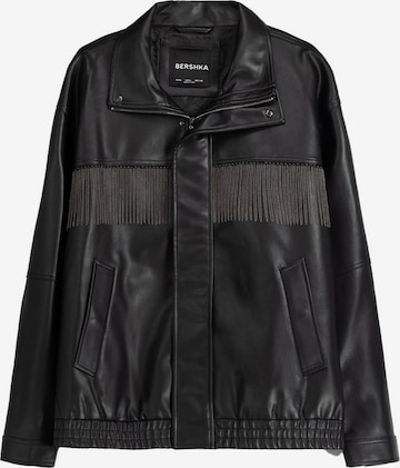 BershkaPrijelazna jakna - crna boja: prednji dio