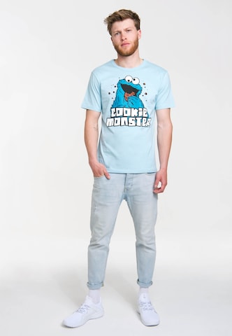 LOGOSHIRT Shirt 'Krümelmonster - Sesamstrasse' in Blauw