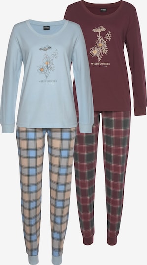 VIVANCE Pyjama 'Dreams' en bleu clair / mélange de couleurs / rouge rubis, Vue avec produit