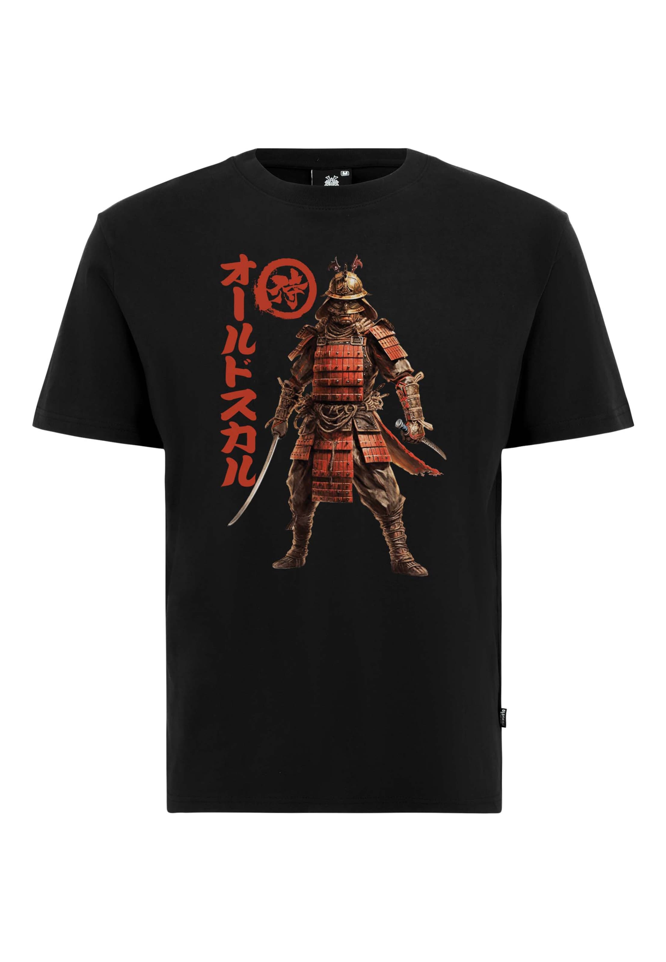Oldskull Shirt 'Asian Shogun Legacy Graphic' in Zwart: voorkant